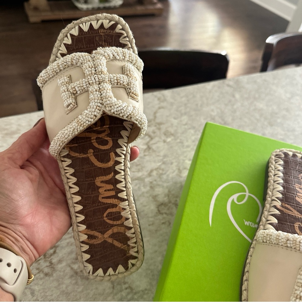 Sam Edelman Cream Beaded Sandals - Picture 3 of 4